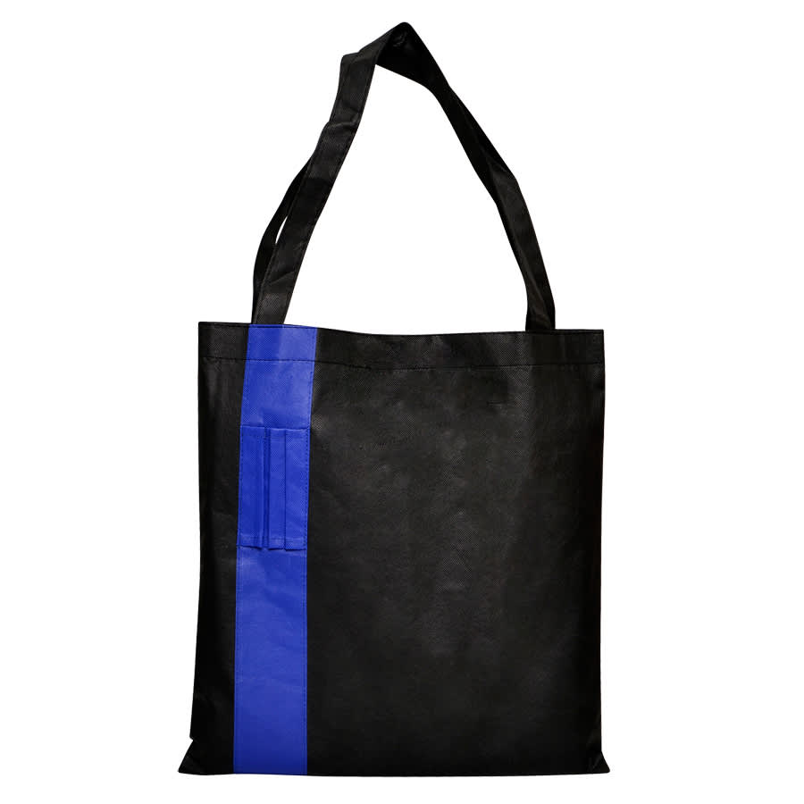 A red tradeshow bag with two handles, featuring a simple, unembellished design.