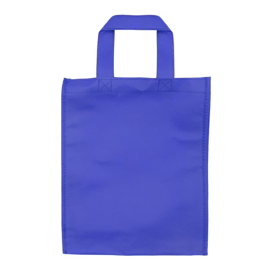 A black tradeshow bag with two handles, featuring a simple design and no visible branding.