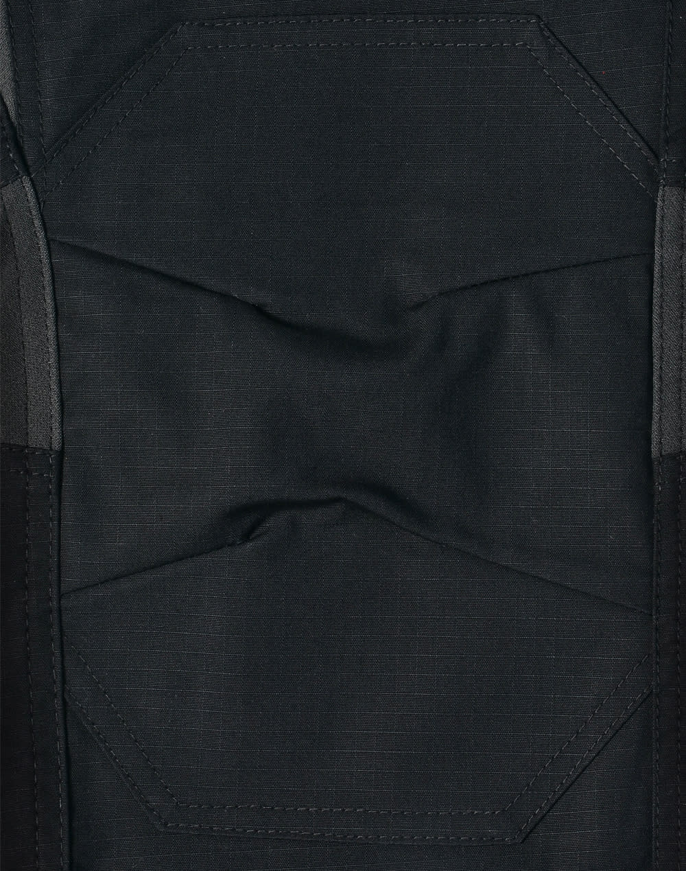Black rip-stop poly/cotton stretch work pants featuring detailed stitching and reinforced sections.