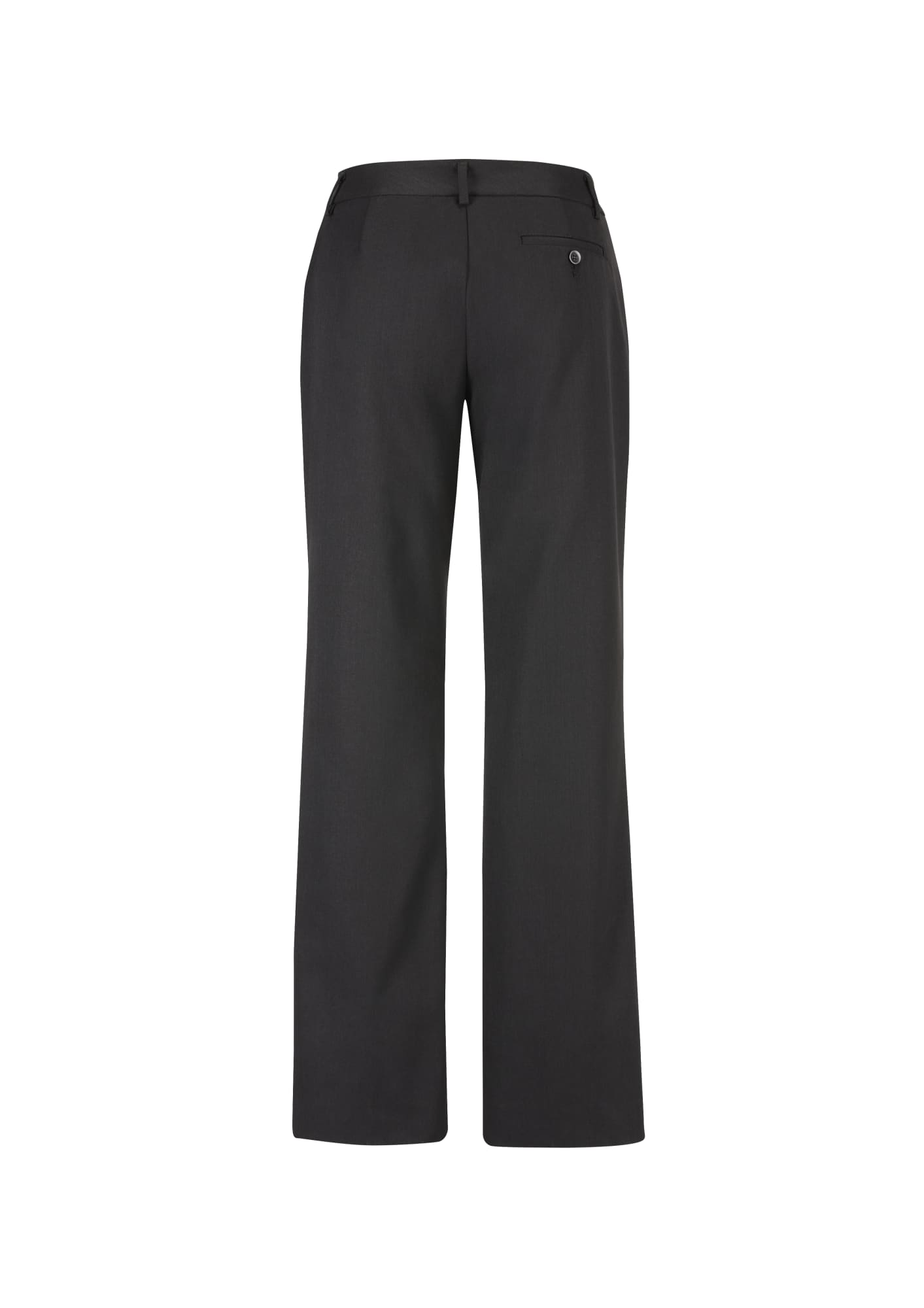 A pair of women's relaxed pants in black, featuring a straight leg design and back pocket.