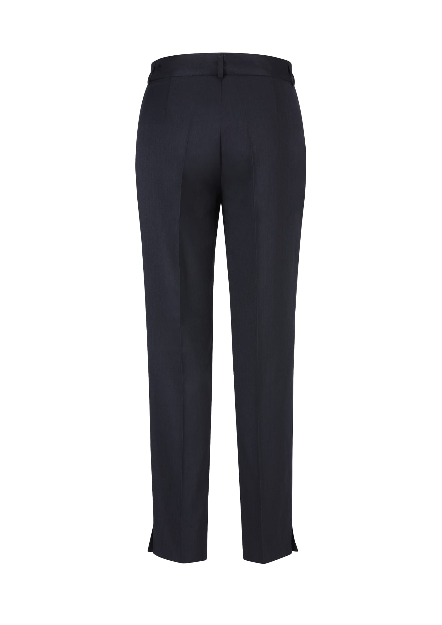A pair of women's slim leg pants in black, featuring a tailored design and a back view. The pants include a logo.