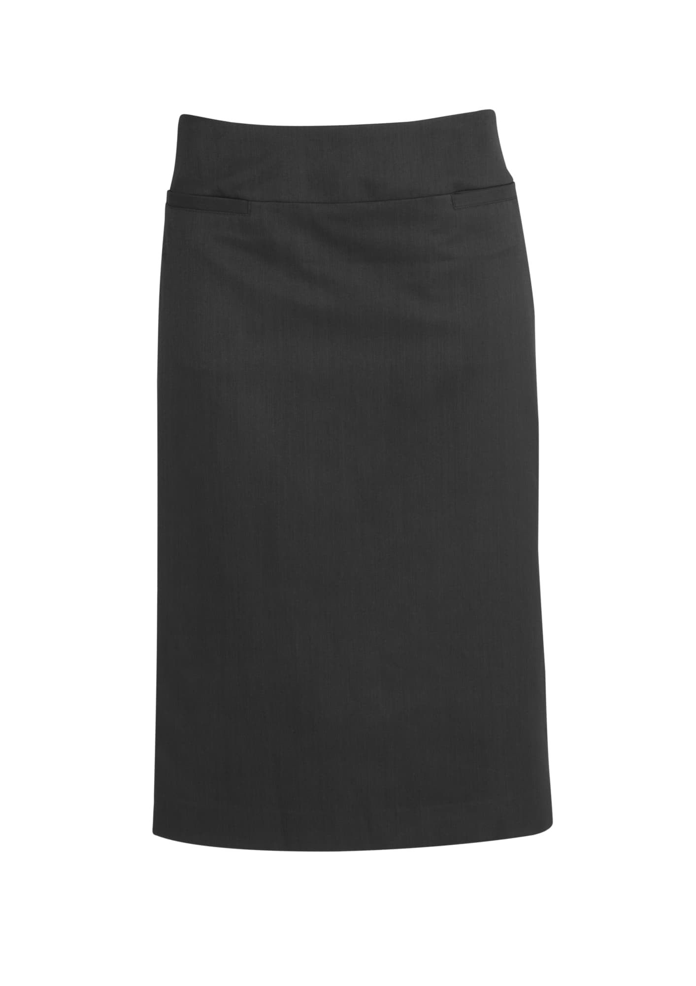 A black lined skirt featuring a relaxed fit design and a smooth texture. It includes a logo on the waistband.