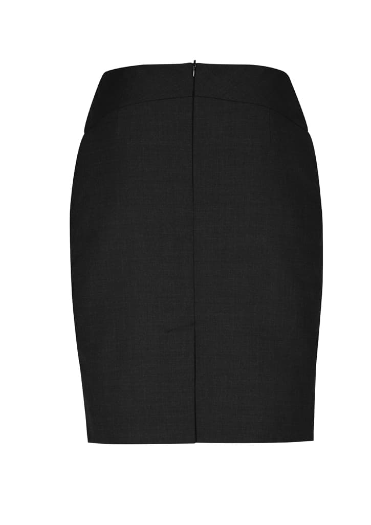 A black women's chevron band skirt with a sleek, fitted design and a back zipper.