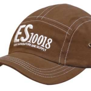 A brown brushed heavy cotton cap featuring a stitched logo and white detailing. Ideal headwear for casual wear.