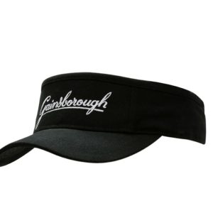 A black brushed heavy cotton visor with a logo embroidered on the front.