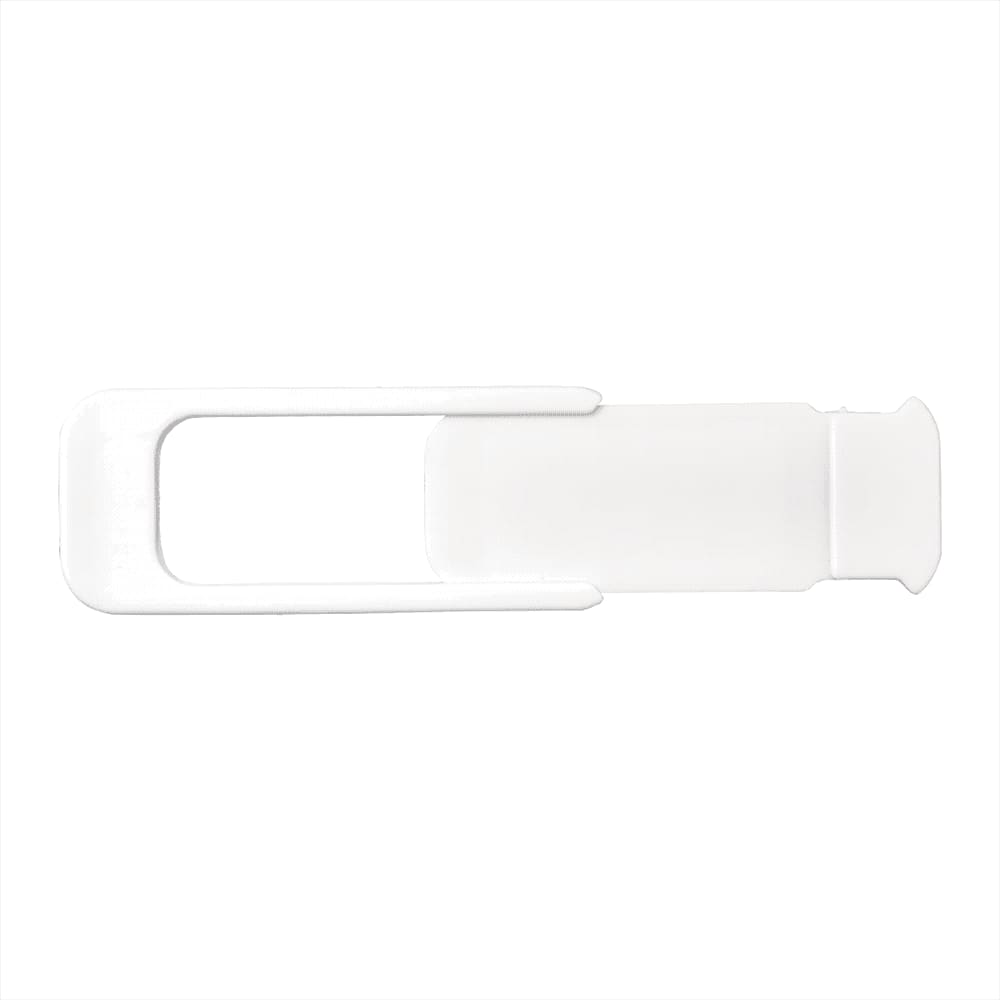 A white camera blocker designed to slide over phone cameras for privacy protection.