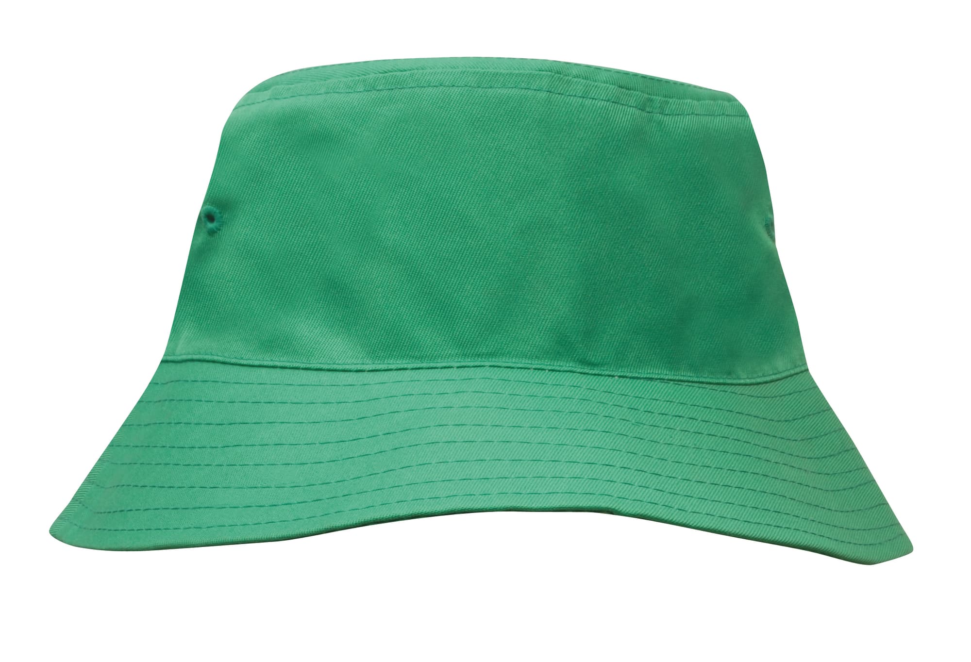 A green breathable poly twill infants bucket hat with a wide brim and no visible logos.
