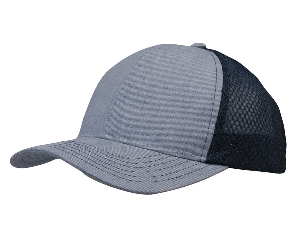 A grey cap with a honeycomb mesh back, featuring a curved brim and a logo on the front.