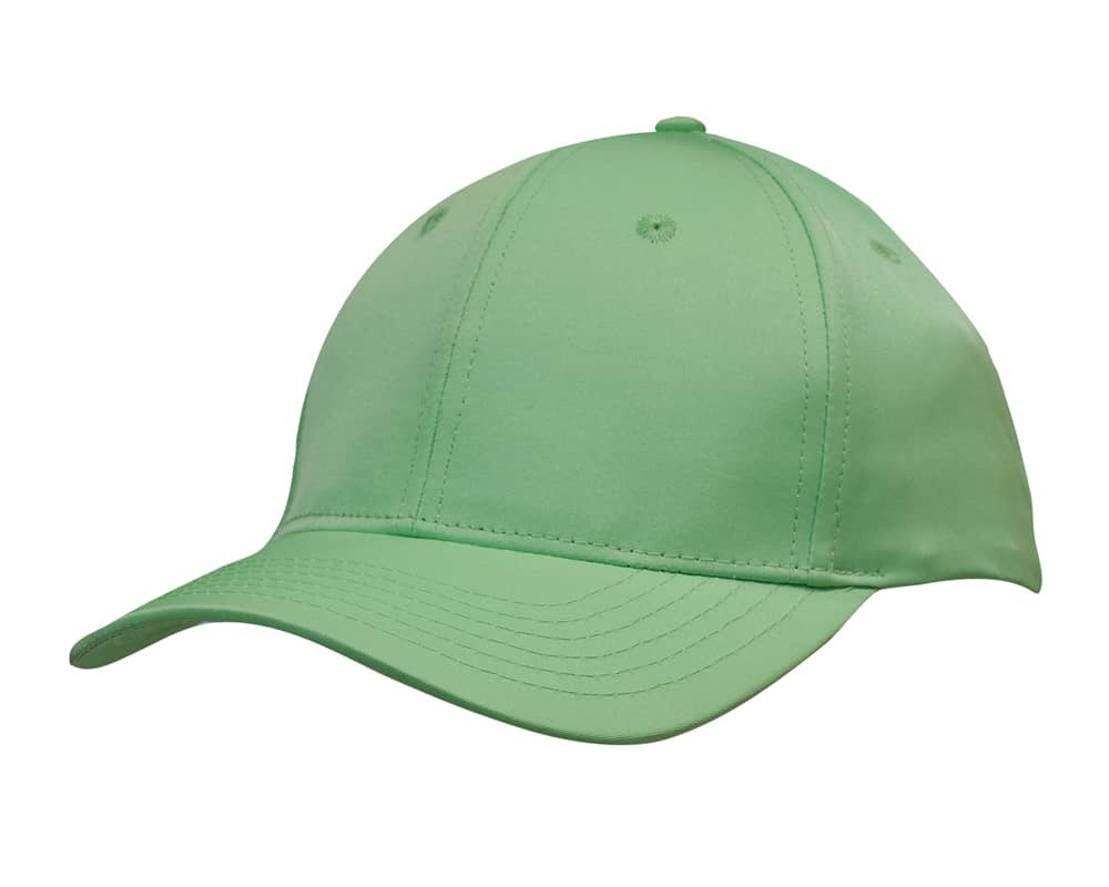 A green sports twill cap with a structured design and a curved brim, featuring branding on the front.