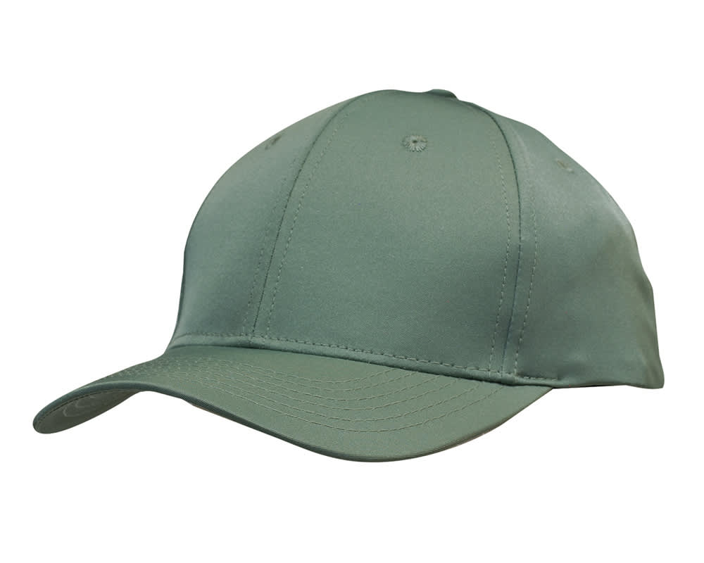 A green premium sports twill cap with a curved brim and a logo on the front.
