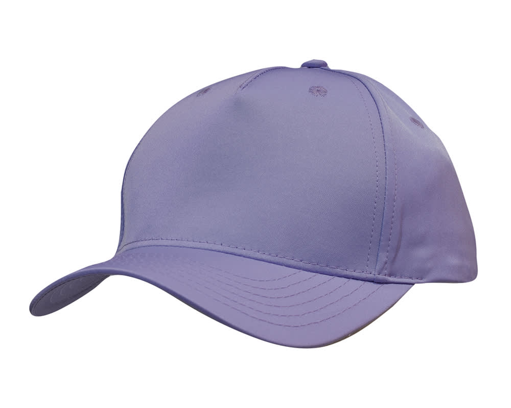 A purple premium twill cap with a curved brim and a logo on the front.