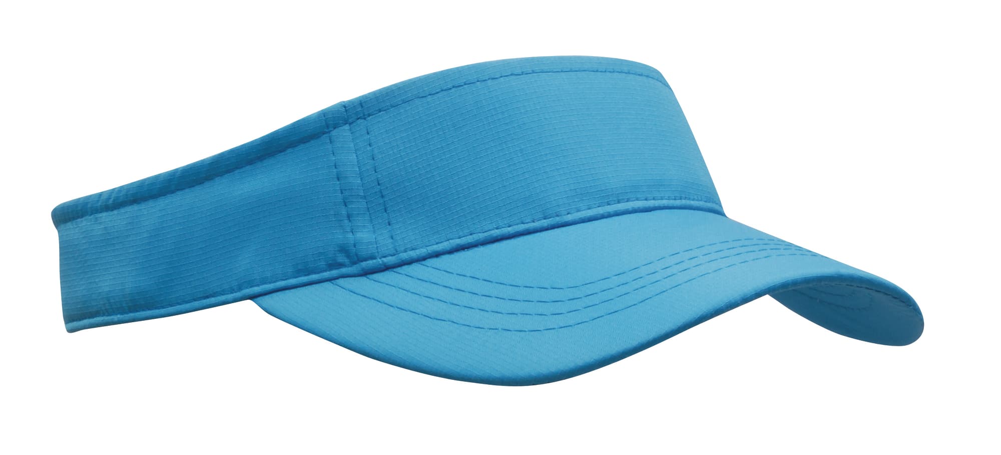 A blue sports ripstop visor with a wide brim and a comfortable band. It features a logo on the side.