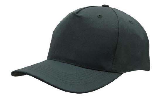 A dark green cap made from breathable poly twill, featuring a rounded crown and a curved visor.