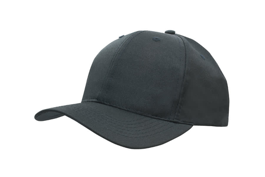 A dark green breathable poly twill cap with a curved peak and an adjustable strap at the back.