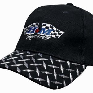 Black brushed heavy cotton cap featuring a checker plate design on the peak and a logo on the front.