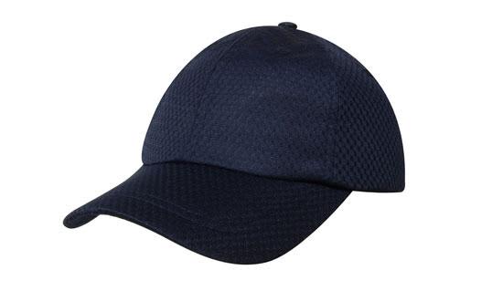 A navy sports mesh cap with a structured design and curved peak, featuring a logo on the front.