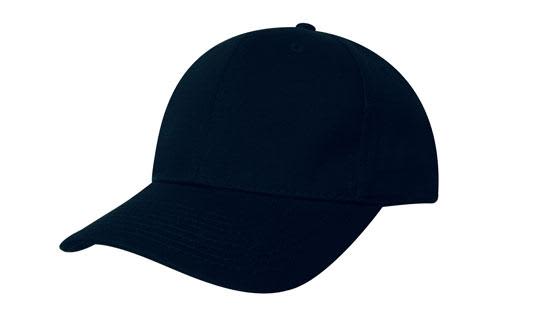A black Chino Twill Cap with a curved brim and a structured design. It features a logo on the front.