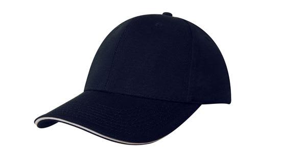 A navy Chino Twill Cap with a sandwich trim and a logo on the front.