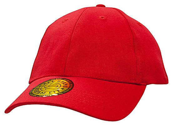 A red brushed heavy cotton and spandex cap with Dream Fit styling and a logo on the side.