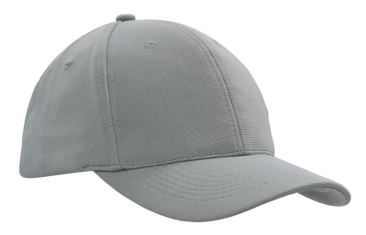 A greenish-grey cap made from twill fabric, featuring a structured design and a logo on the front.