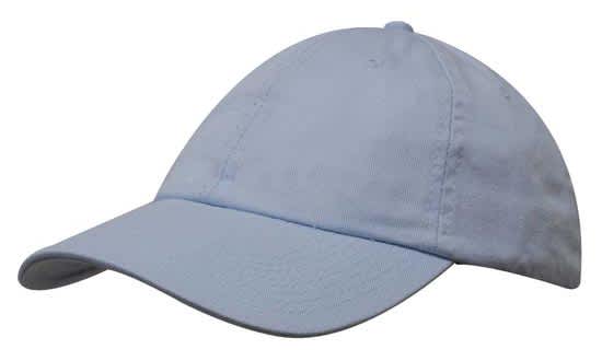 A light blue washed chino twill cap with a curved brim and a logo on the front.
