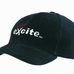 A black brushed heavy cotton cap featuring a logo on the front.