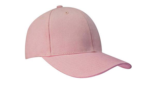 A pink brushed heavy cotton cap with a curved brim and a logo on the front.