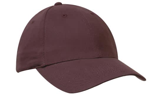 A brown brushed heavy cotton cap with a curved brim and a logo on the front.