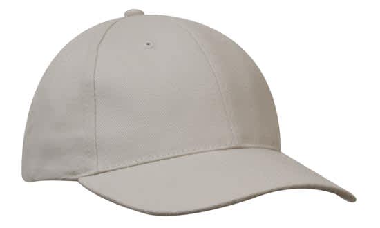 A beige brushed heavy cotton cap with a curved brim and a logo on the front.