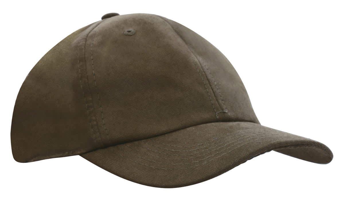 A water-resistant polynosic cap in olive green, featuring a curved brim and an adjustable fit.