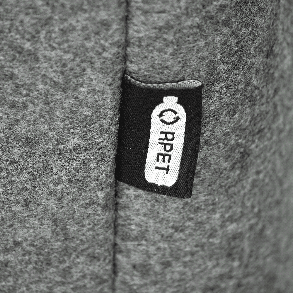 A grey cooler tote bag with black straps, featuring a front zip pocket and a logo. Suitable for carrying drinks or snacks.