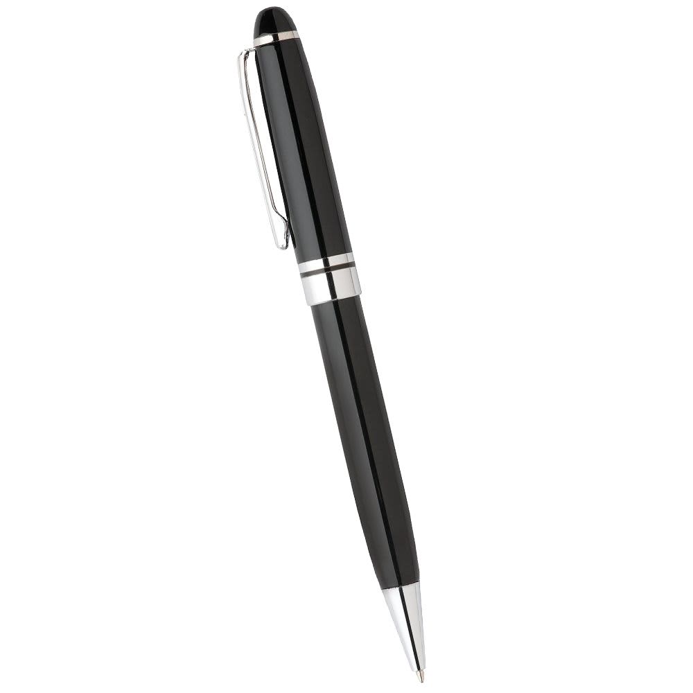 A black Bristol Twist ballpoint pen with silver accents, featuring a clip and a sleek design.