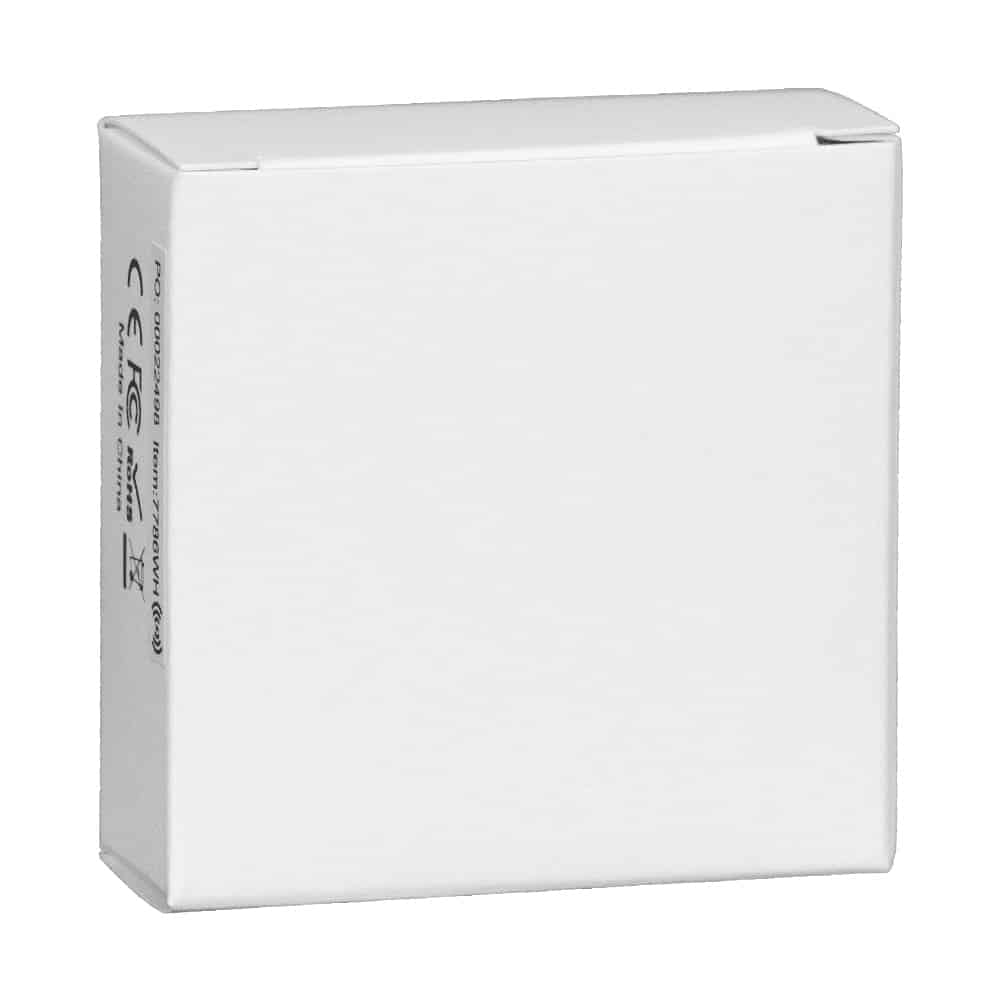 A white box containing a magnetic wireless charger, featuring a logo on the side.