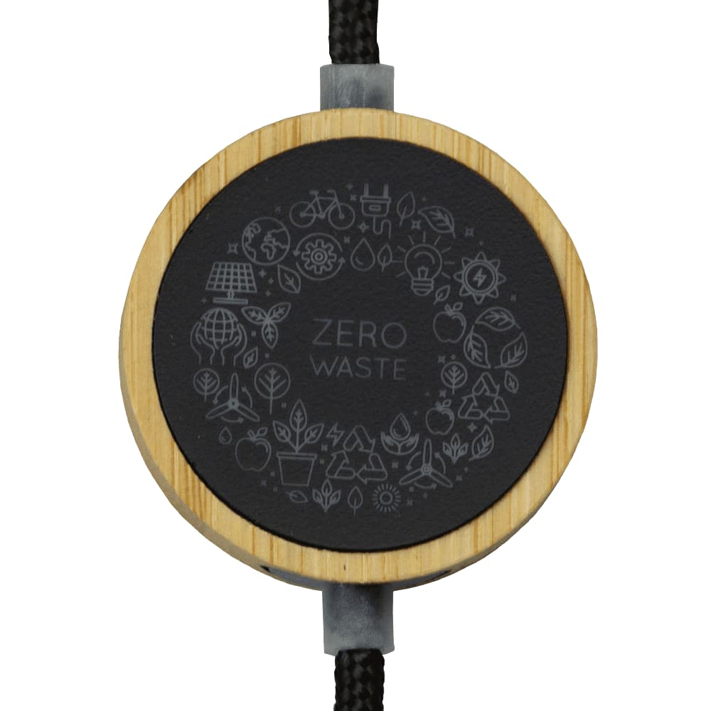 A black and bamboo circular adaptor featuring a 