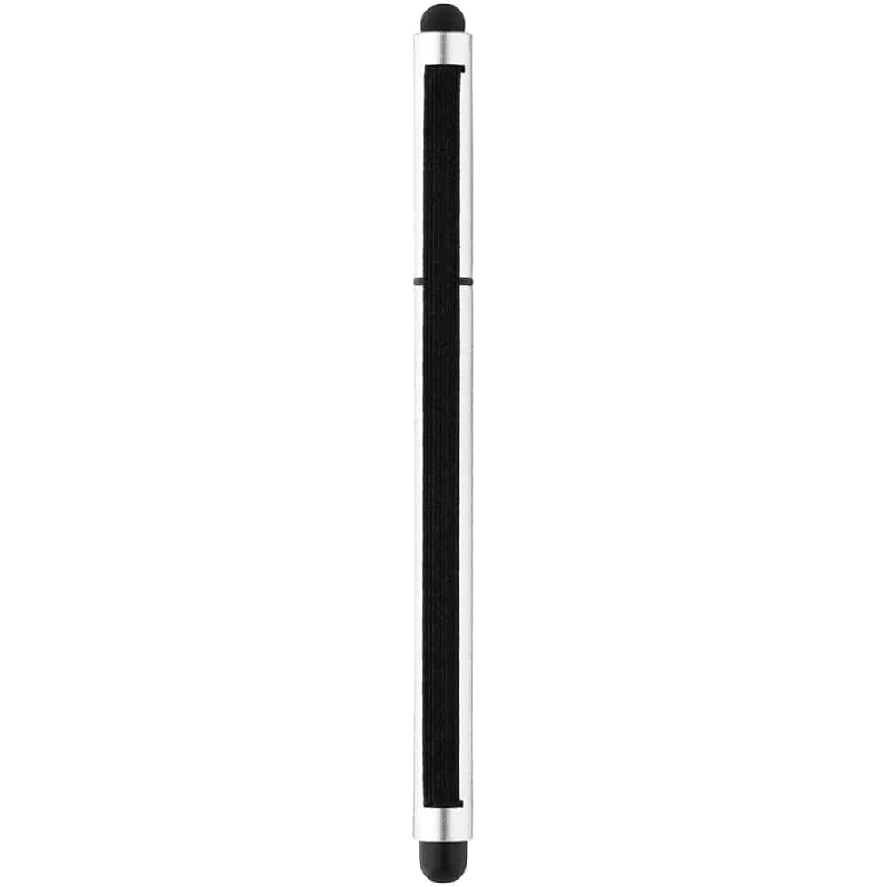 A sleek silver Stretch Pen with a black textured grip and dual ends featuring stylus tips.