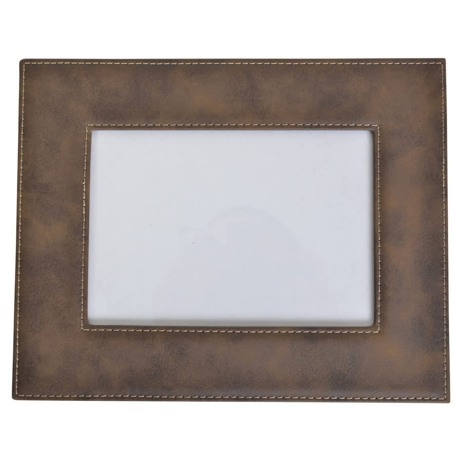 A brown AGRADE 5x7 photo frame with a textured finish and stitching detail surrounding the opening.