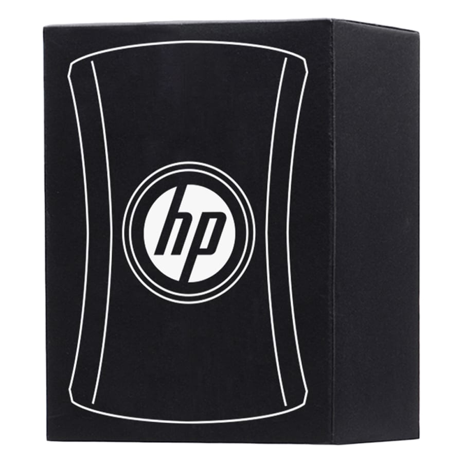A black cable manager in a boxed design, featuring a logo on the front.