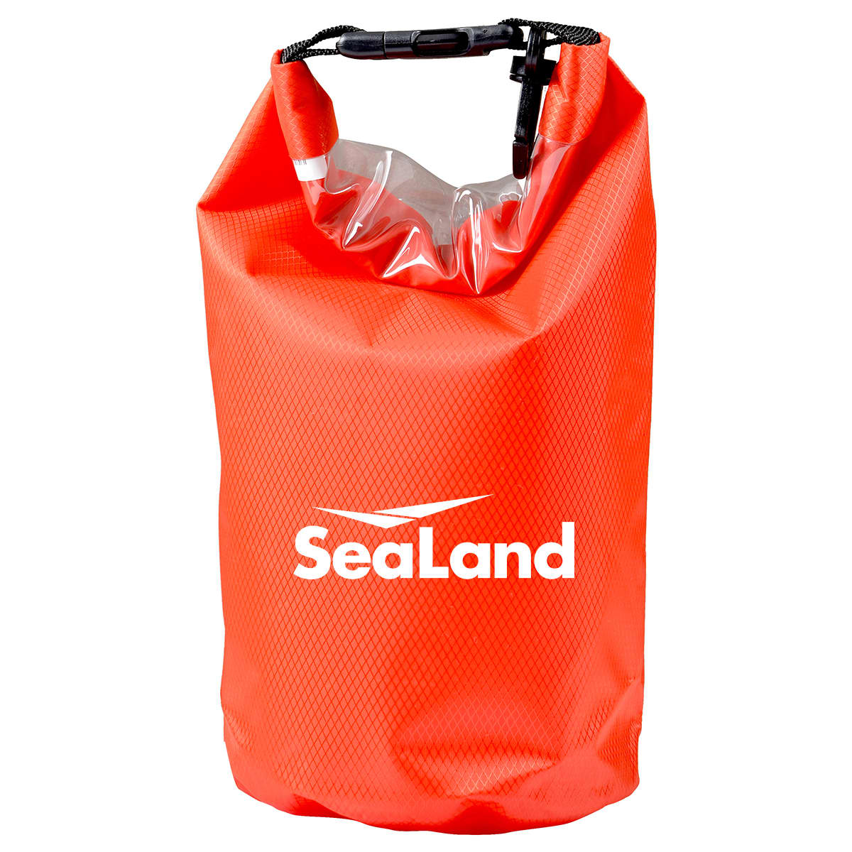 An orange 2.5L dry bag with a secure closure and a branding logo, designed to keep contents dry.