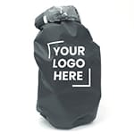 A black 2.5L dry bag with a roll-top closure and a logo on the front.