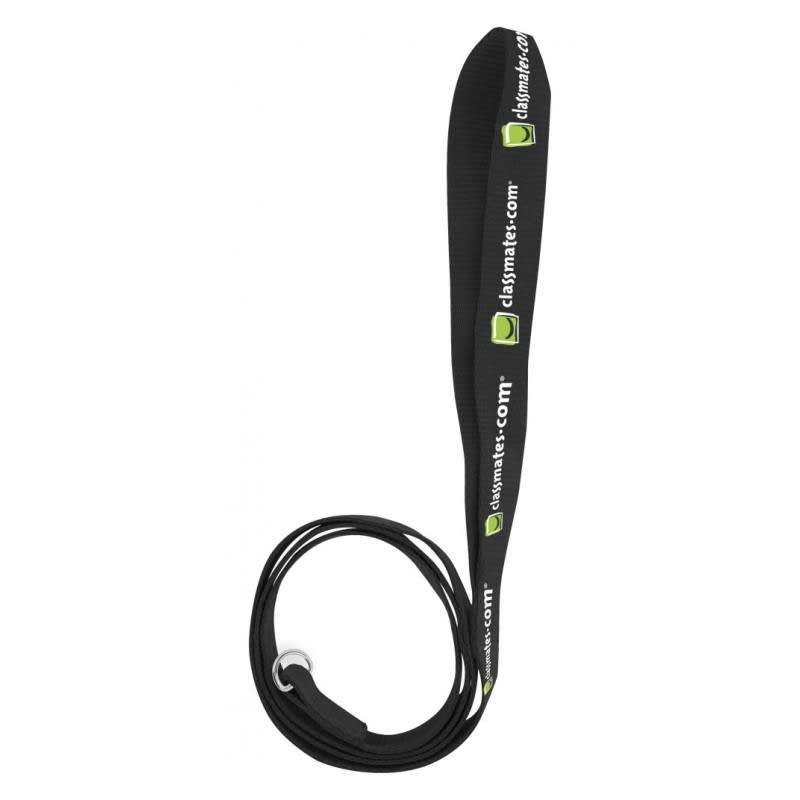 A black dog leash measuring 1.1 metres and 19mm wide, featuring a logo on its surface.