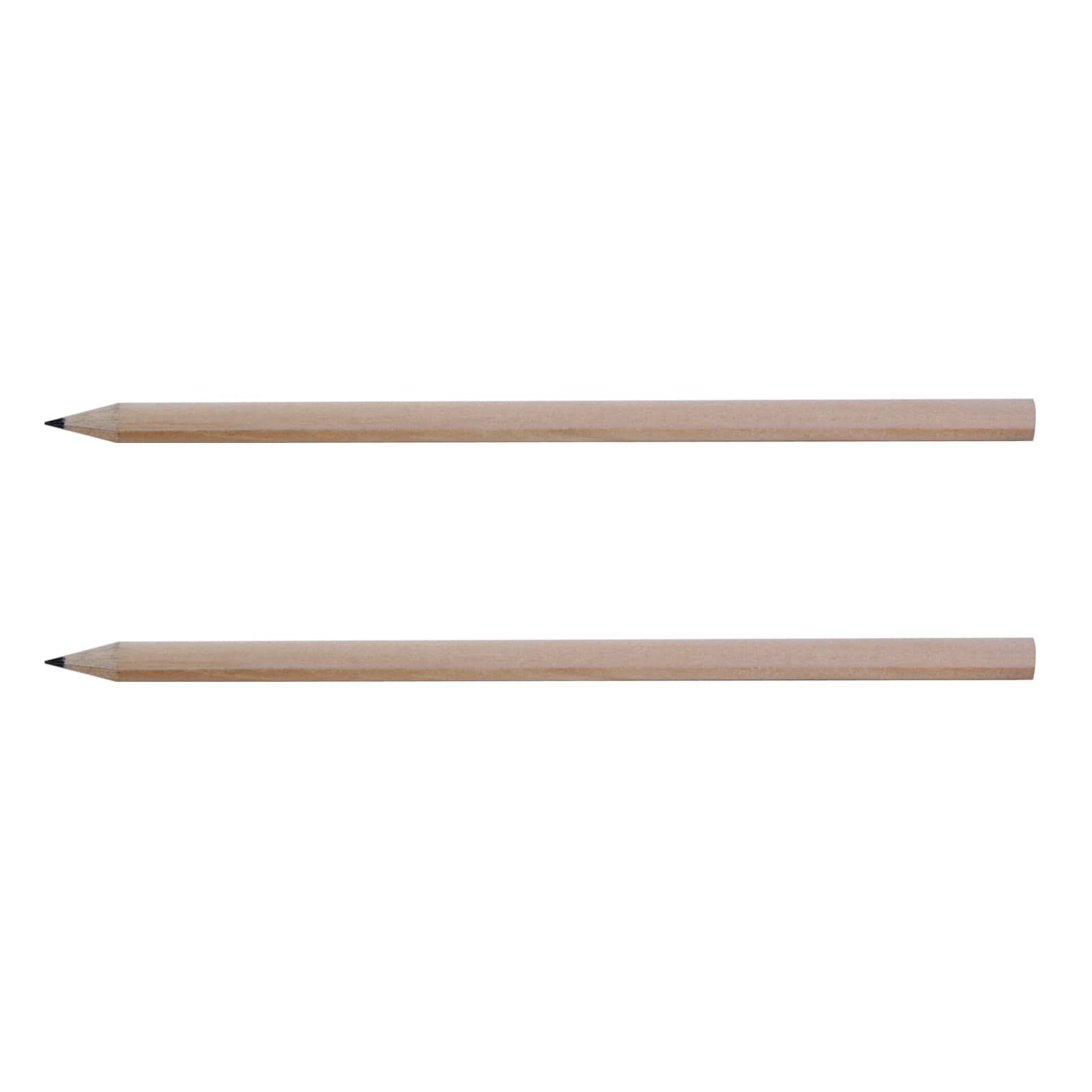 Two grey-lead pencils with sharpened wood bodies, showcasing a minimalist and natural design.