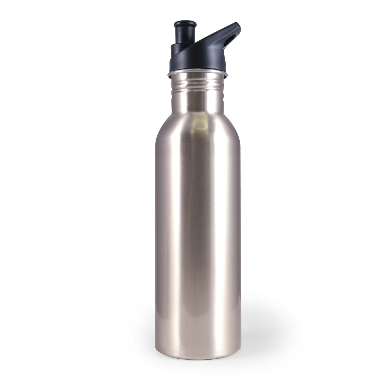 A drink bottle in a vibrant green color with a black flip-top spout.