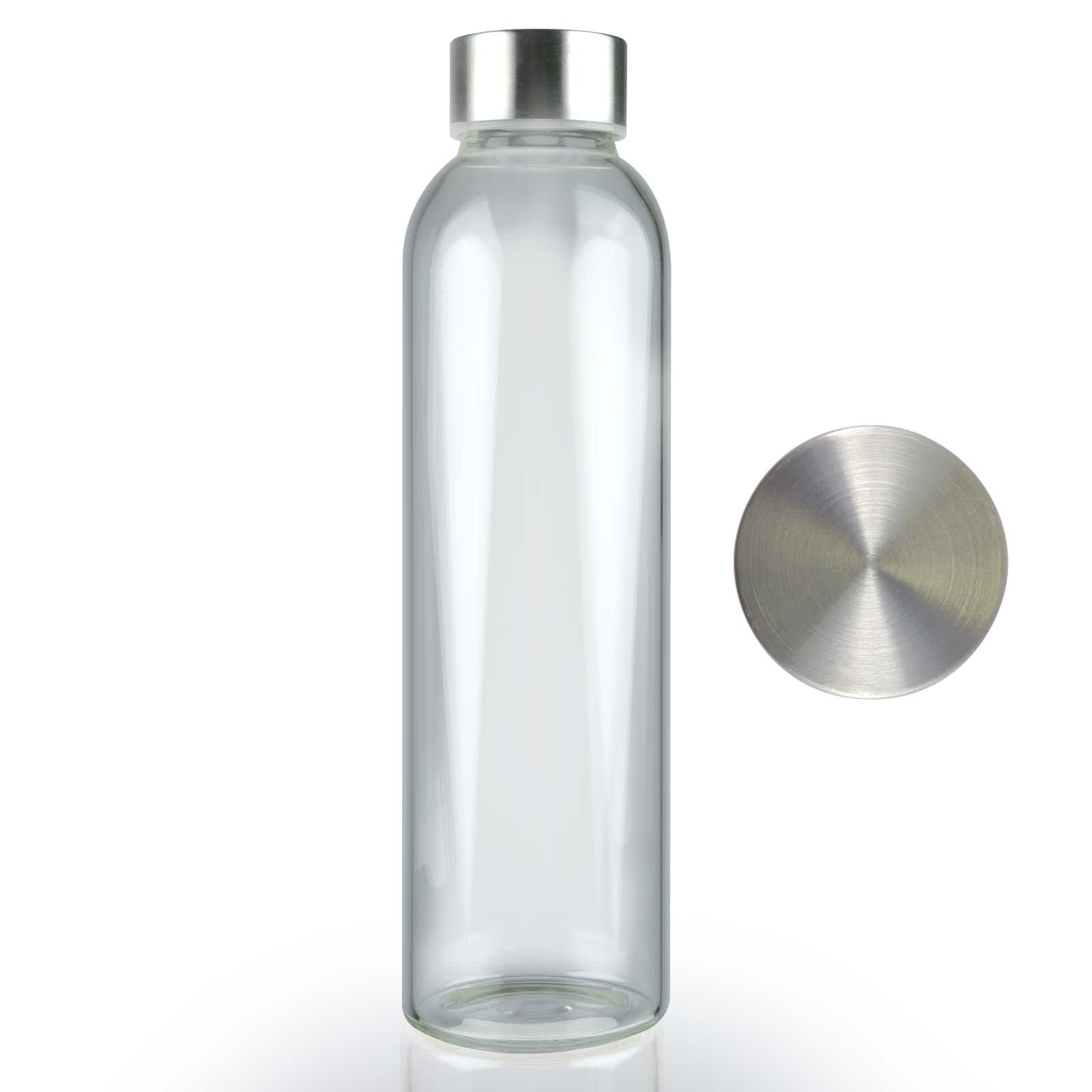 A drink bottle cap in brushed stainless steel, featuring a smooth, reflective surface.