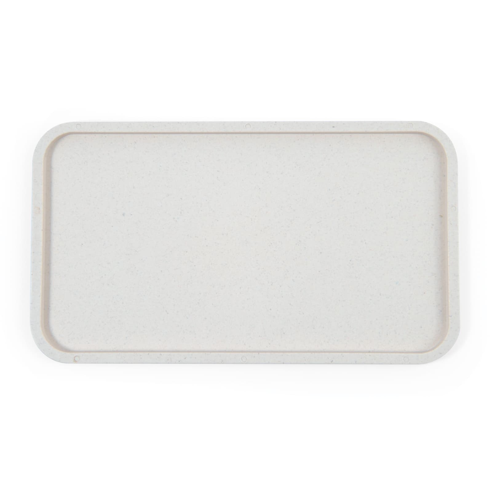 A two-tiered lunch box in white with a bamboo lid, secured by a black elastic band and featuring a branded logo.