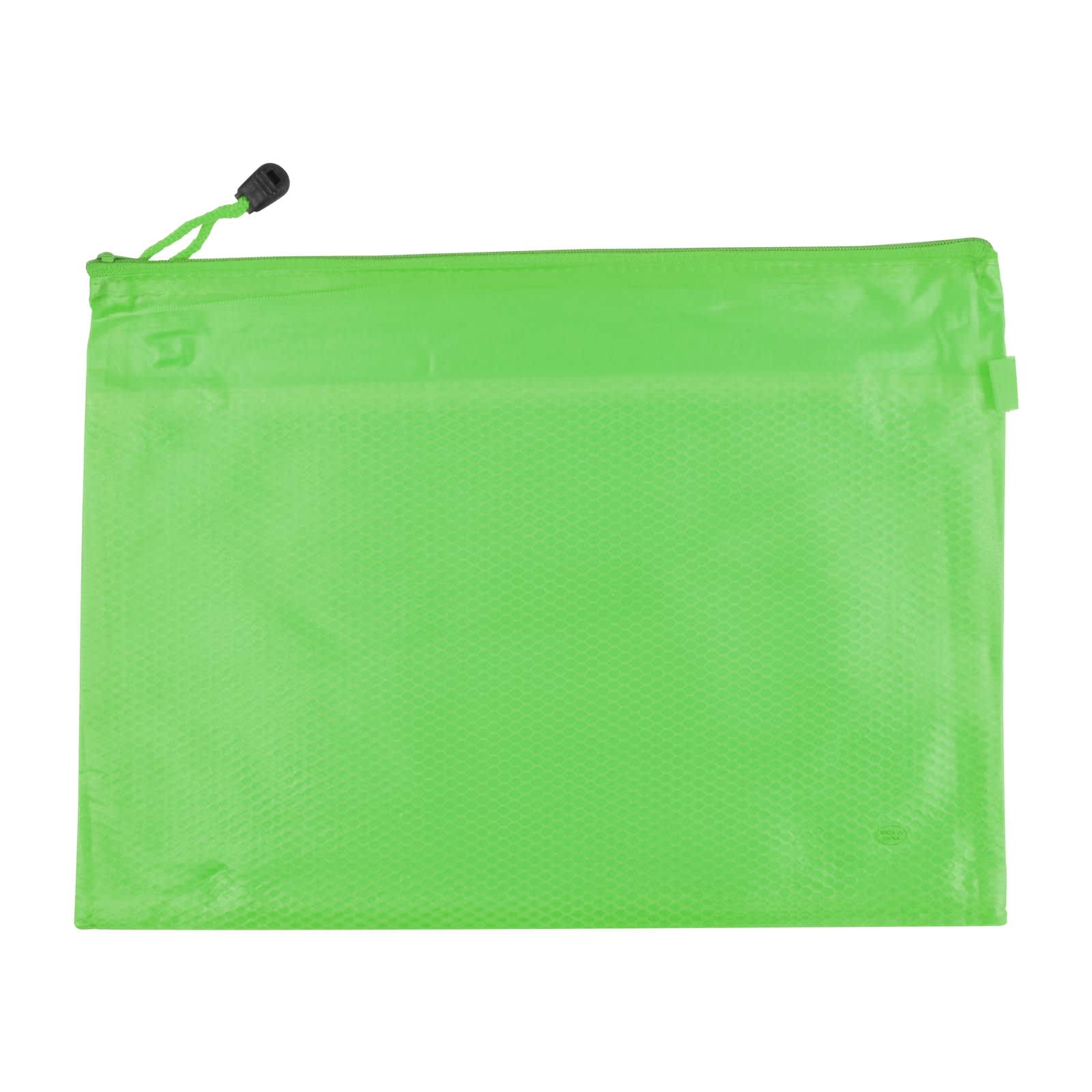 A vibrant green Esprit PVC pouch with a zip closure, featuring a textured surface.