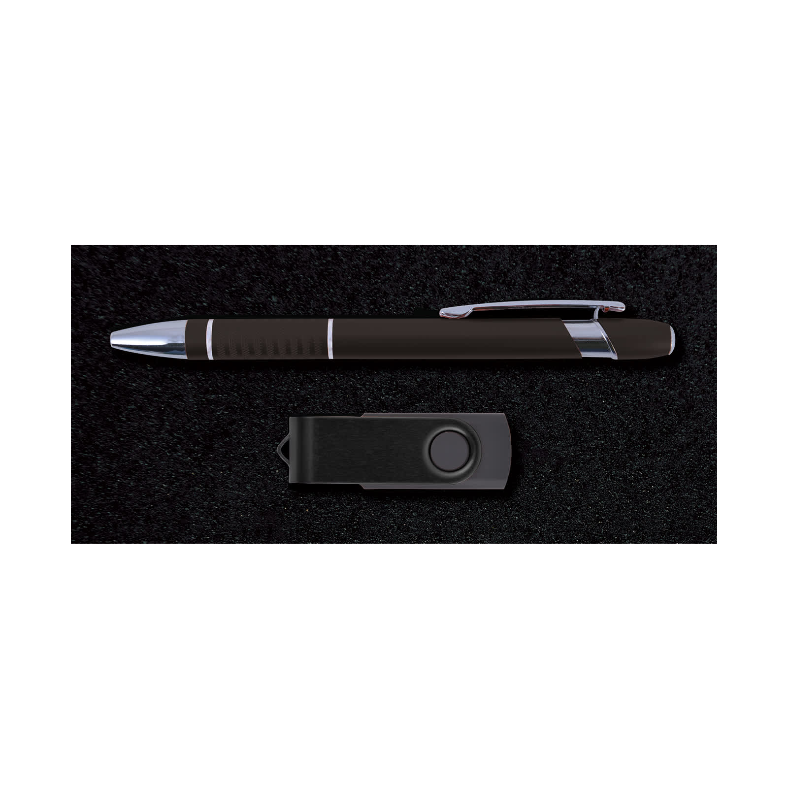 A pen and a keychain flashlight are featured in the Alliance Gift Set, presented against a dark background.