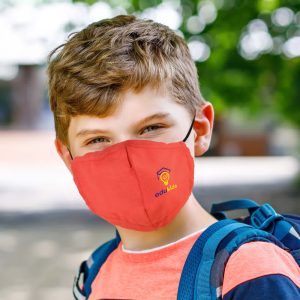 A Deluxe Children's Face Mask in red with the logo "edukids" prominently displayed.