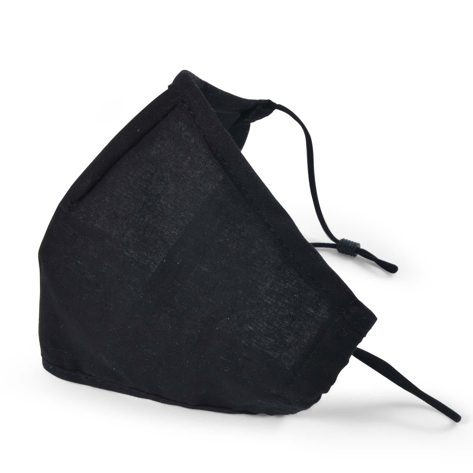 A black deluxe face mask with adjustable straps.