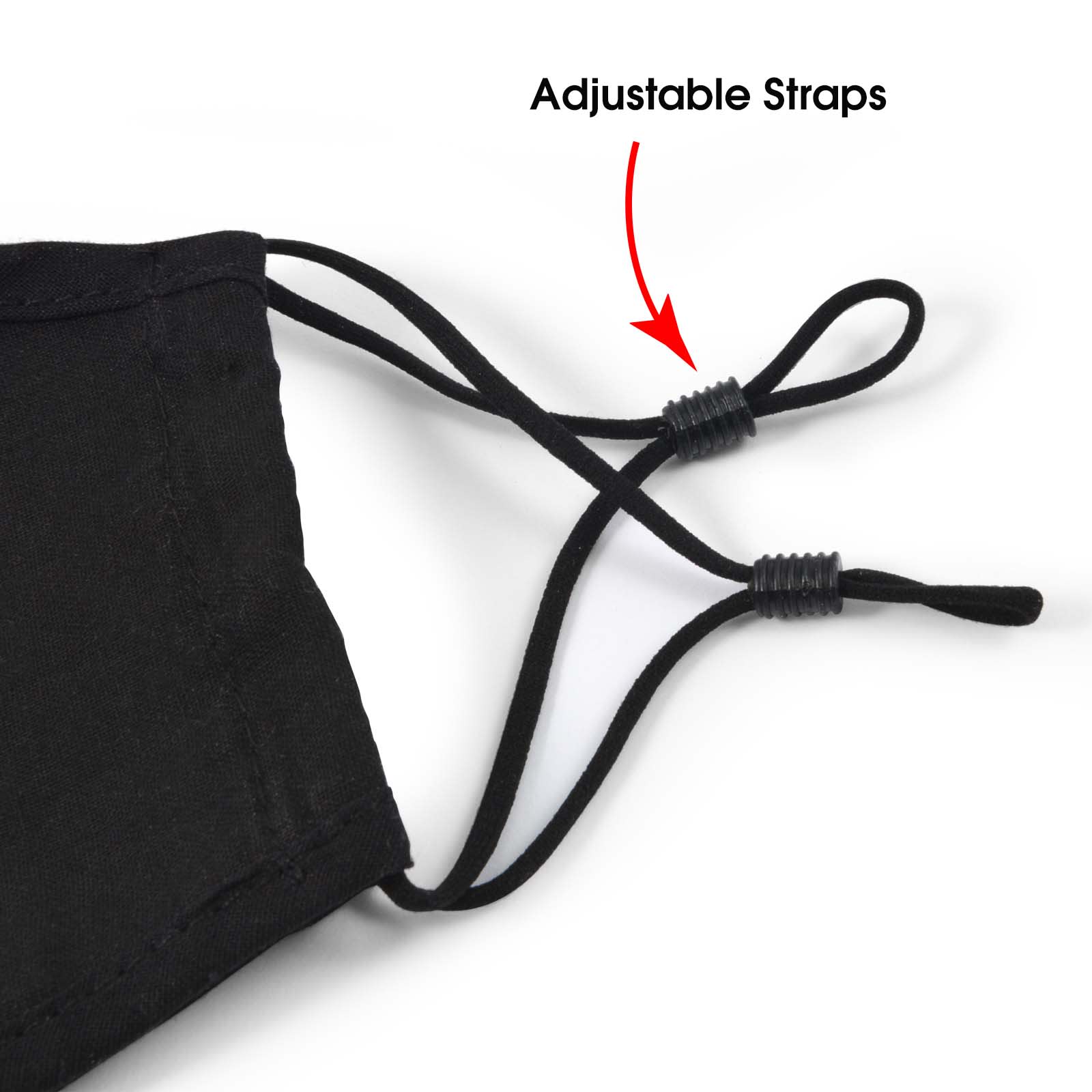 A pack of three deluxe face masks featuring adjustable straps for a customizable fit.