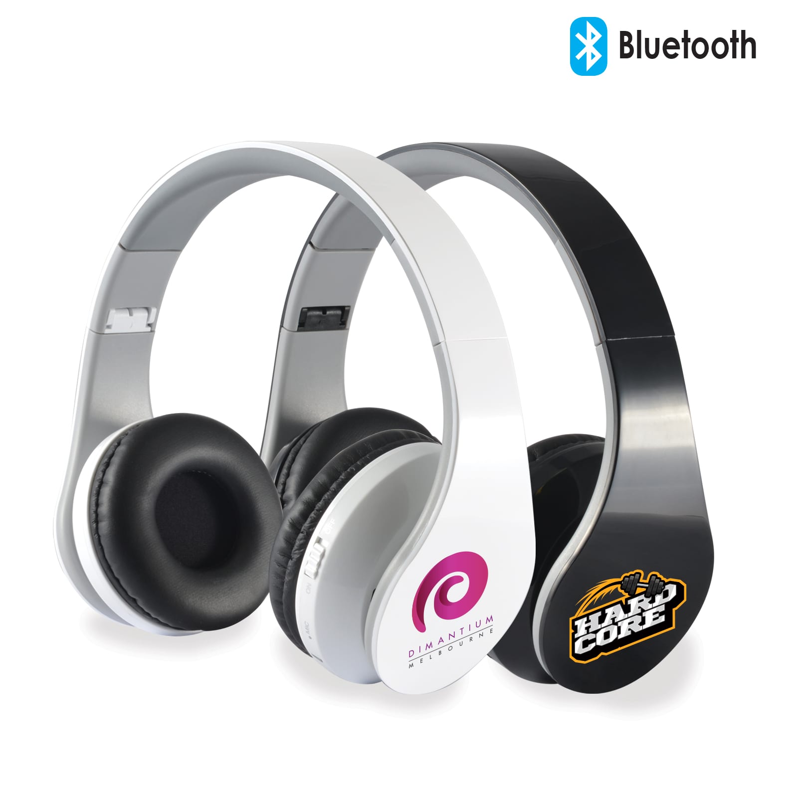 A pair of Hyper Bluetooth Headphones in black and white, featuring padded ear cups and distinctive branding.